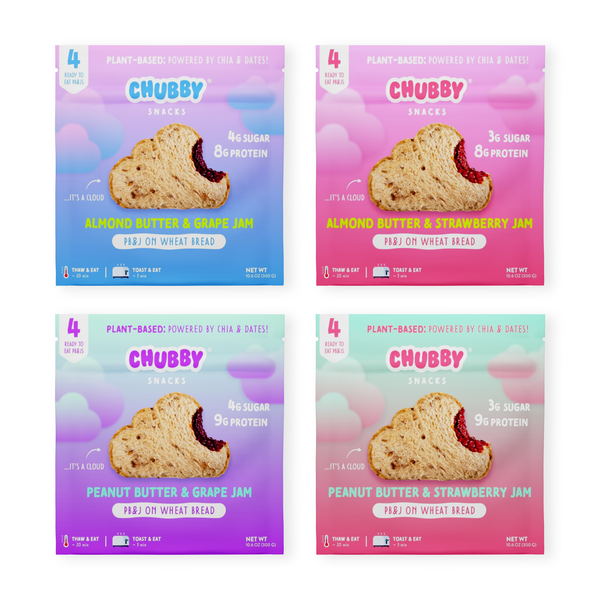 Chubby Snacks PB&Js, Superfood Ingredients, High Protein, Low Sugar, High Fiber, 16-Pack. 2-Day Shipping